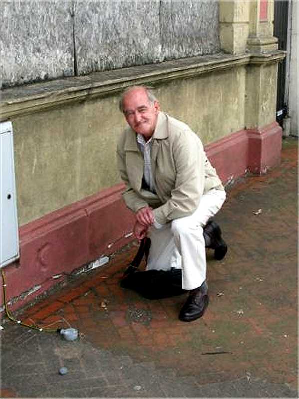 John Price at the site of the unexploded bomb