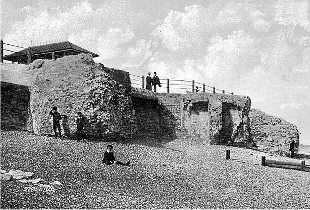 Sandown Castle remains in the early 1900s