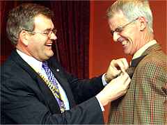 Andrew Eberlein (left) with new member Alaistair Lyons (photo: Gerry Costa)